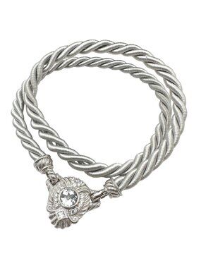 Judith Ripka Necklace Grey Silk Cord Sterling Silver Cubic Zirconia 18 Inch